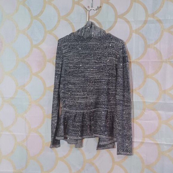 Laura Ashley Cardigan Size Medium Silver and Black Sequin Open Front NWT $102RTL - Picture 5 of 9
